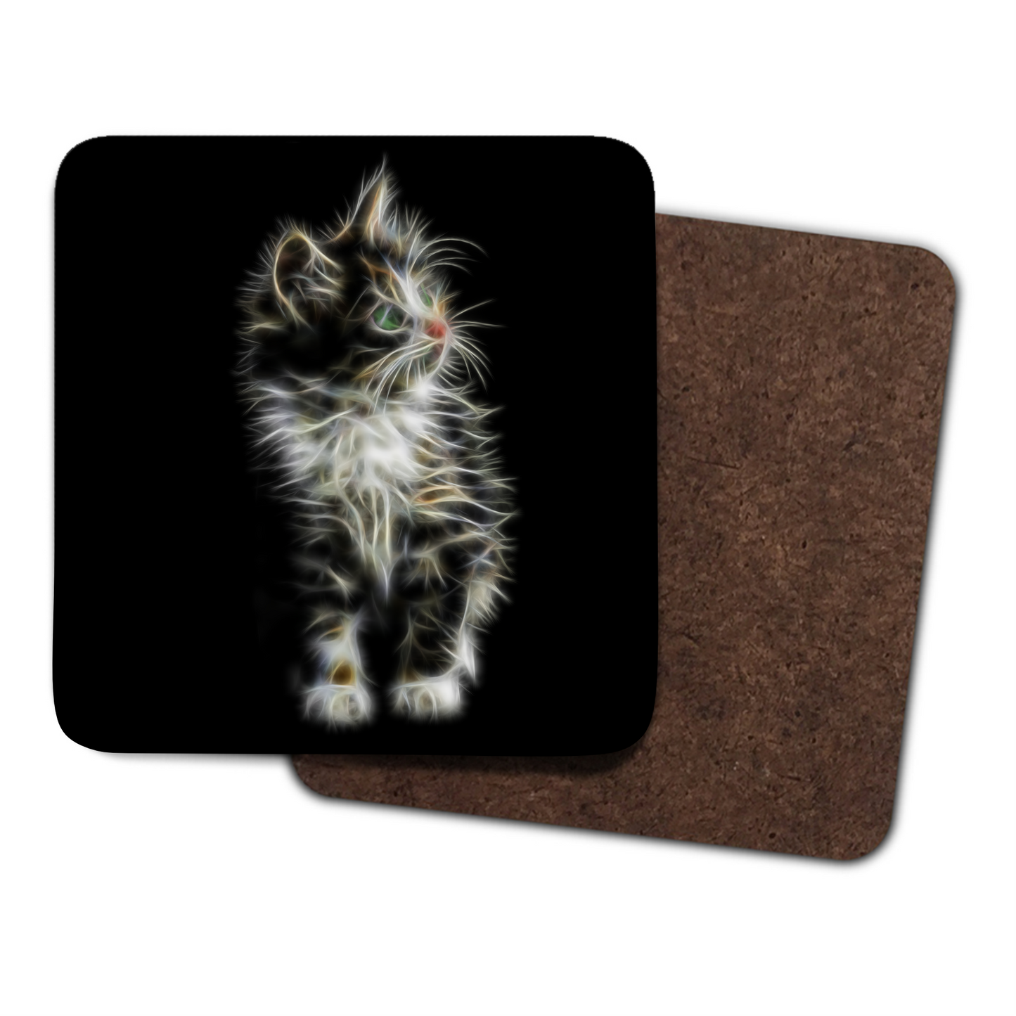 Cat Coaster with Fractal Art Design