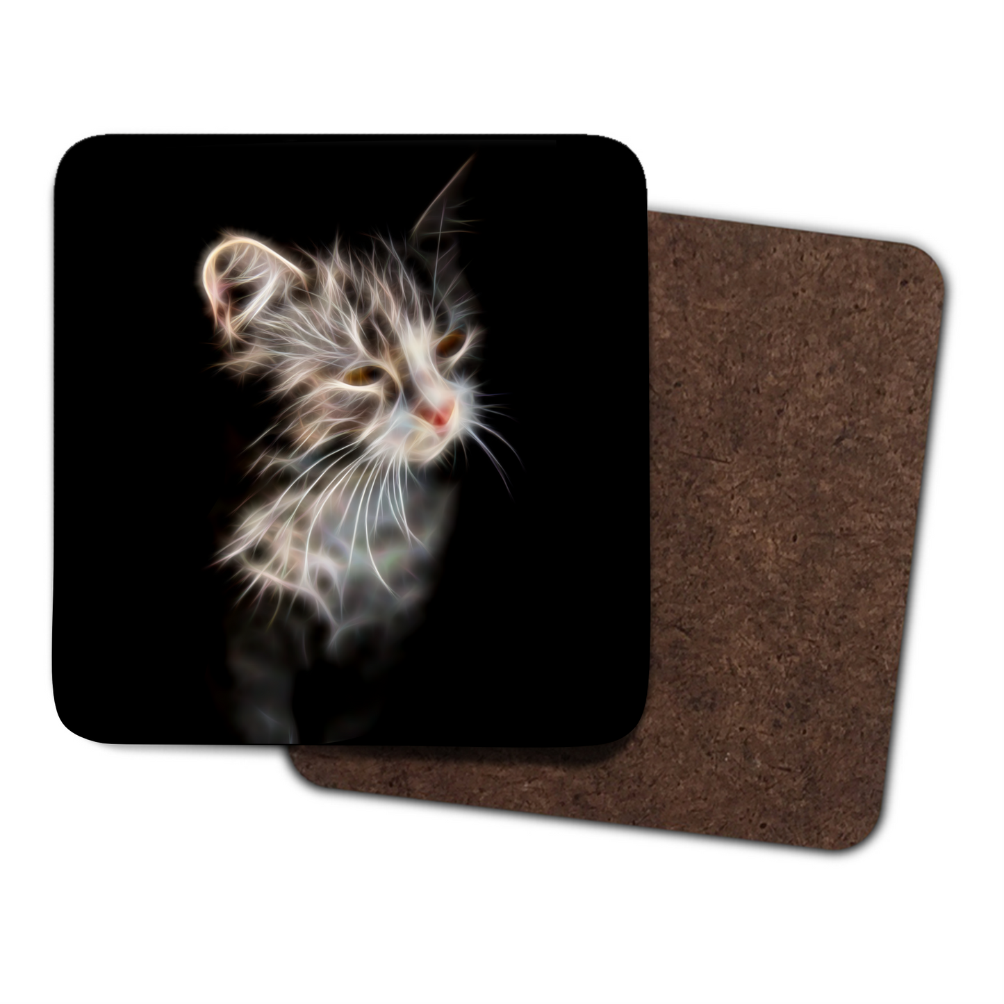 Cat Coaster with Fractal Art Design