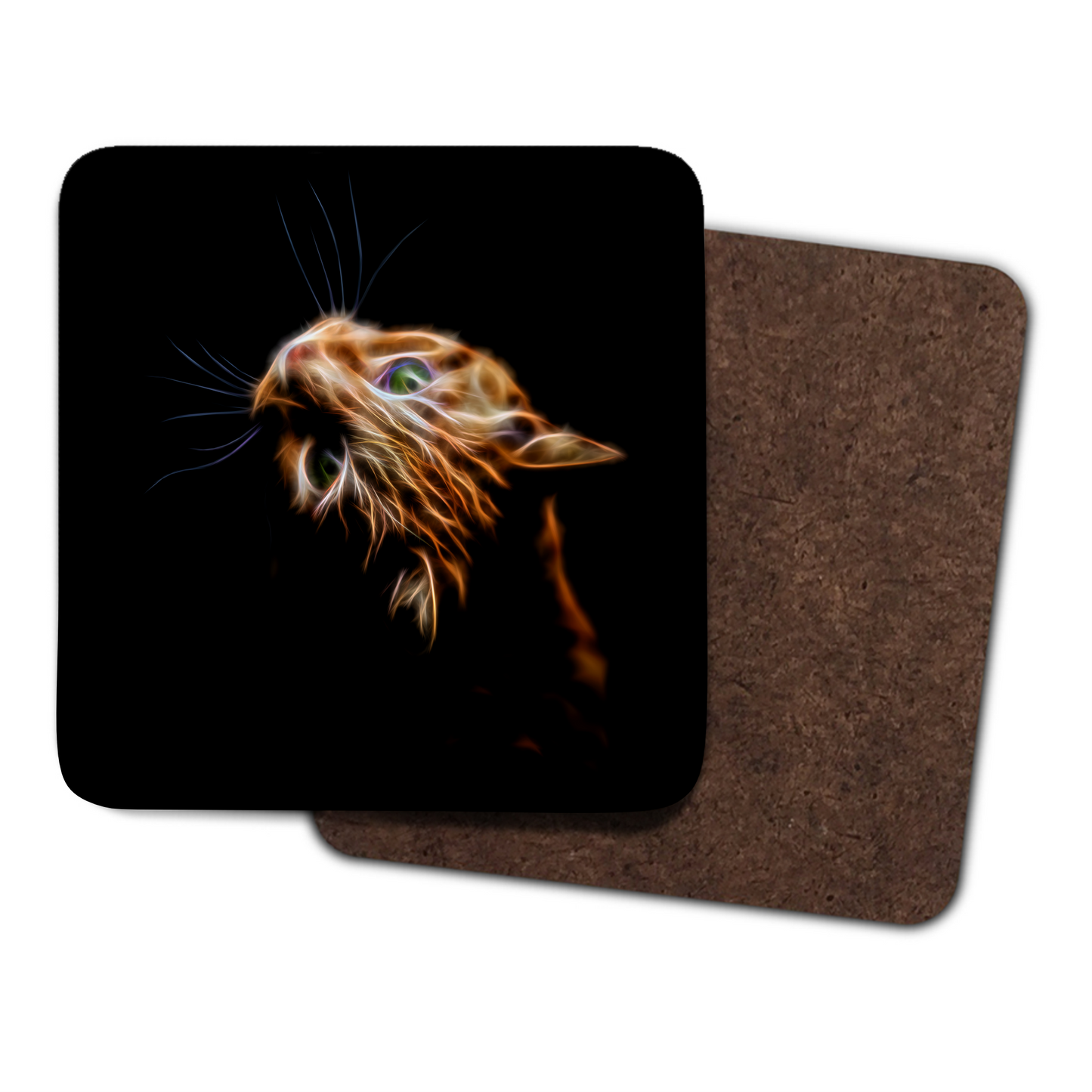 Cat Coaster with Fractal Art Design