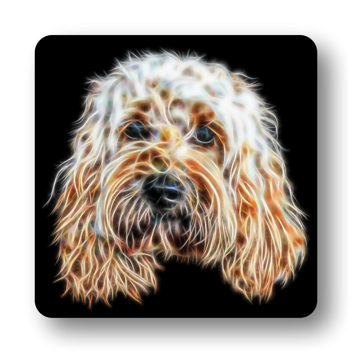 Apricot & Champagne Cockapoo #1 Coaster Fractal Art Design