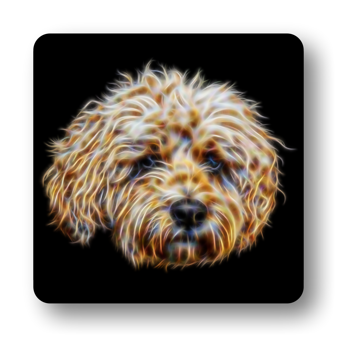 Cream Cockapoo #1 Coaster Fractal Art Design
