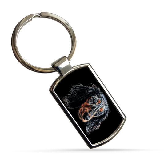 Dachshund Keychain with Stunning Fractal Art Design. Various Designs and Colours.