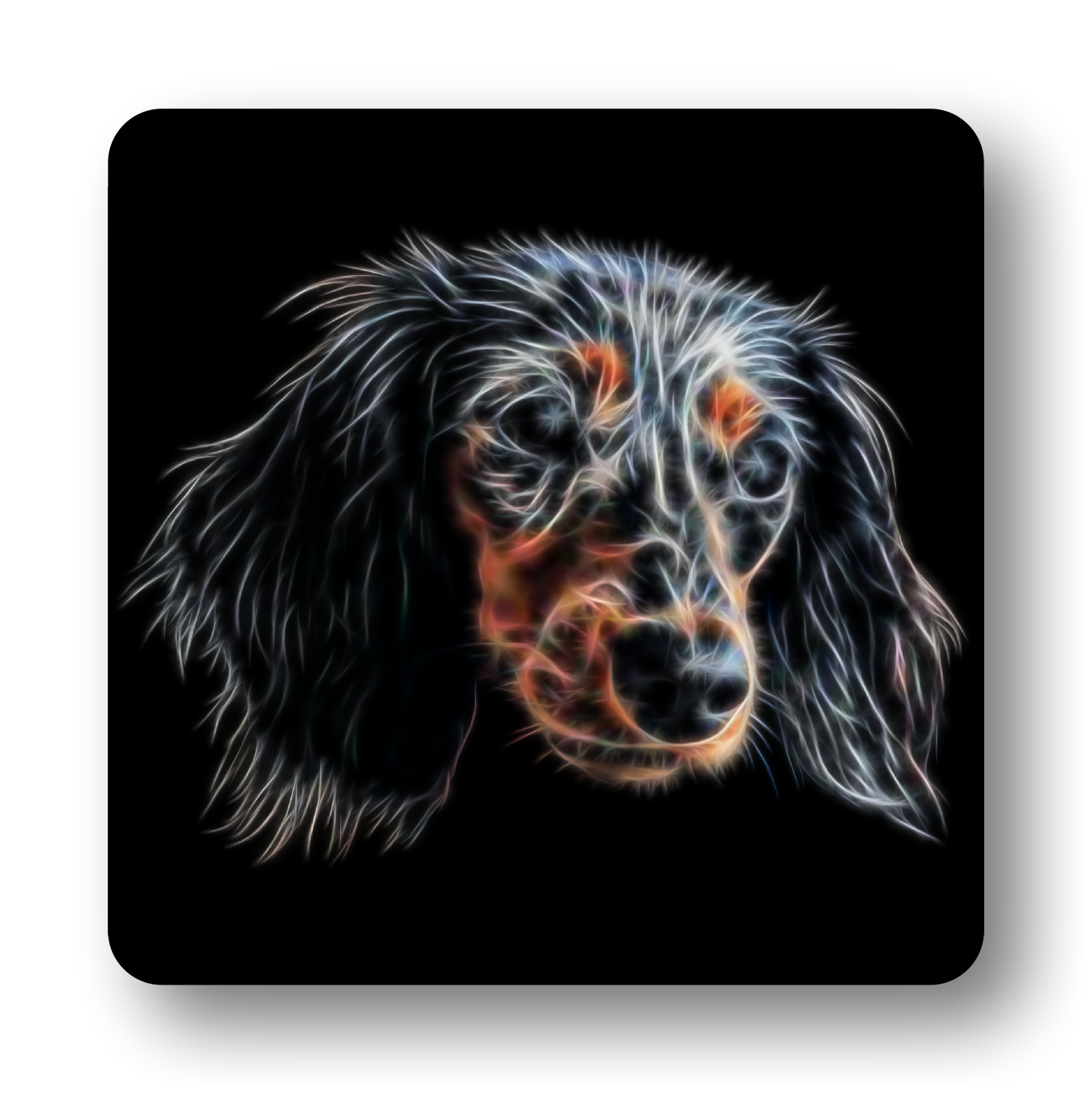 Tricolour Dachshund #1 Coaster Fractal Art Design