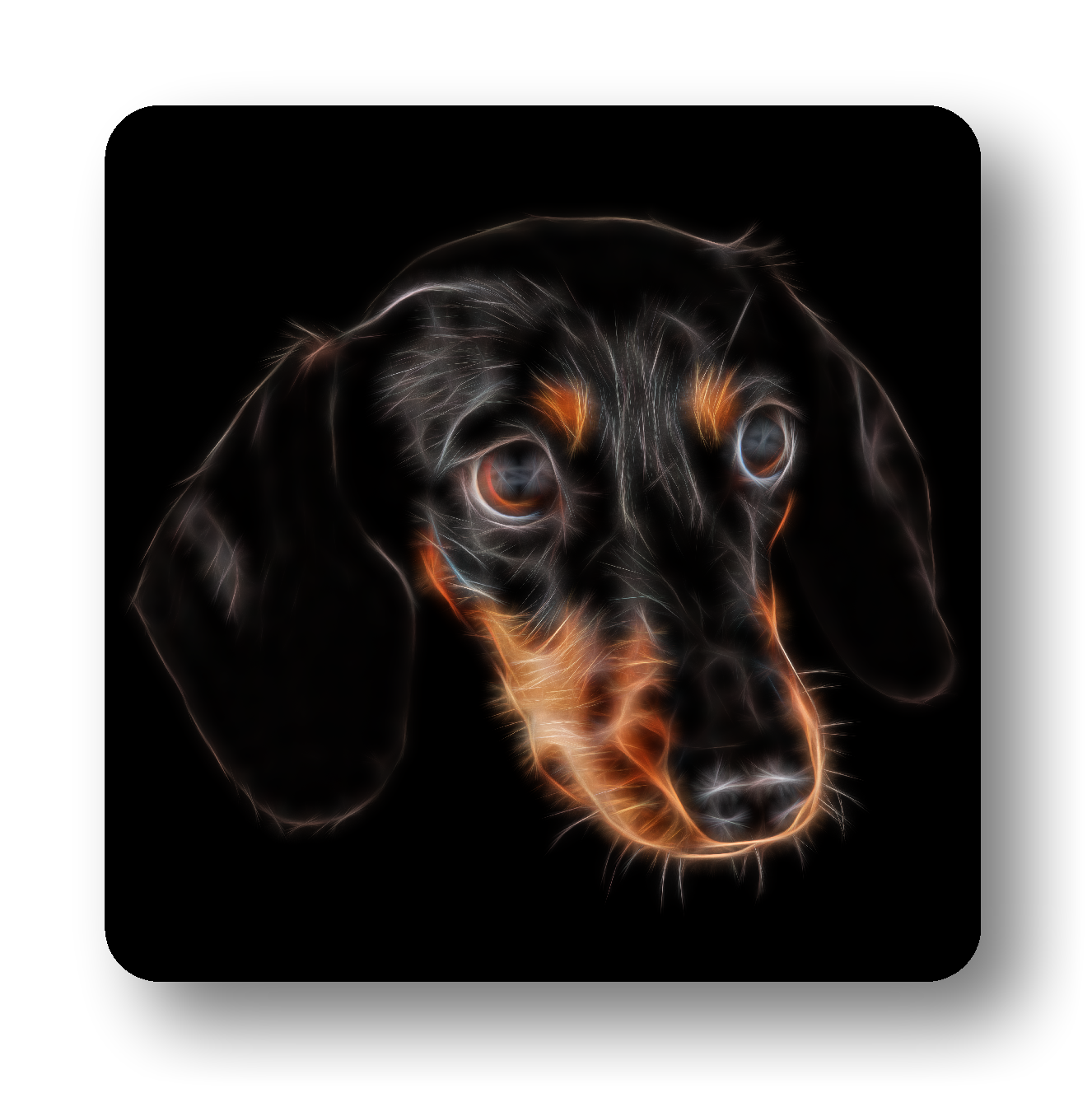 Black and Tan Dachshund #1 Coaster Fractal Art Design