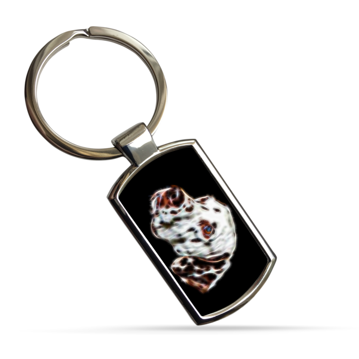 Liver spotted Dalmatian Metal Rectangle Keyring