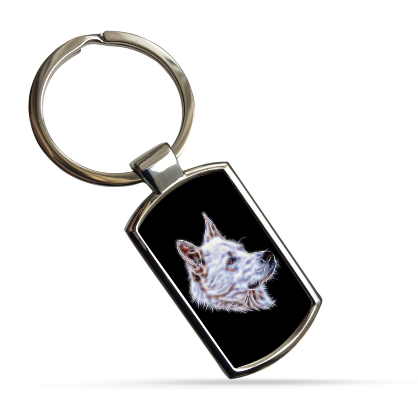 White German Shepherd Metal Rectangle Keyring