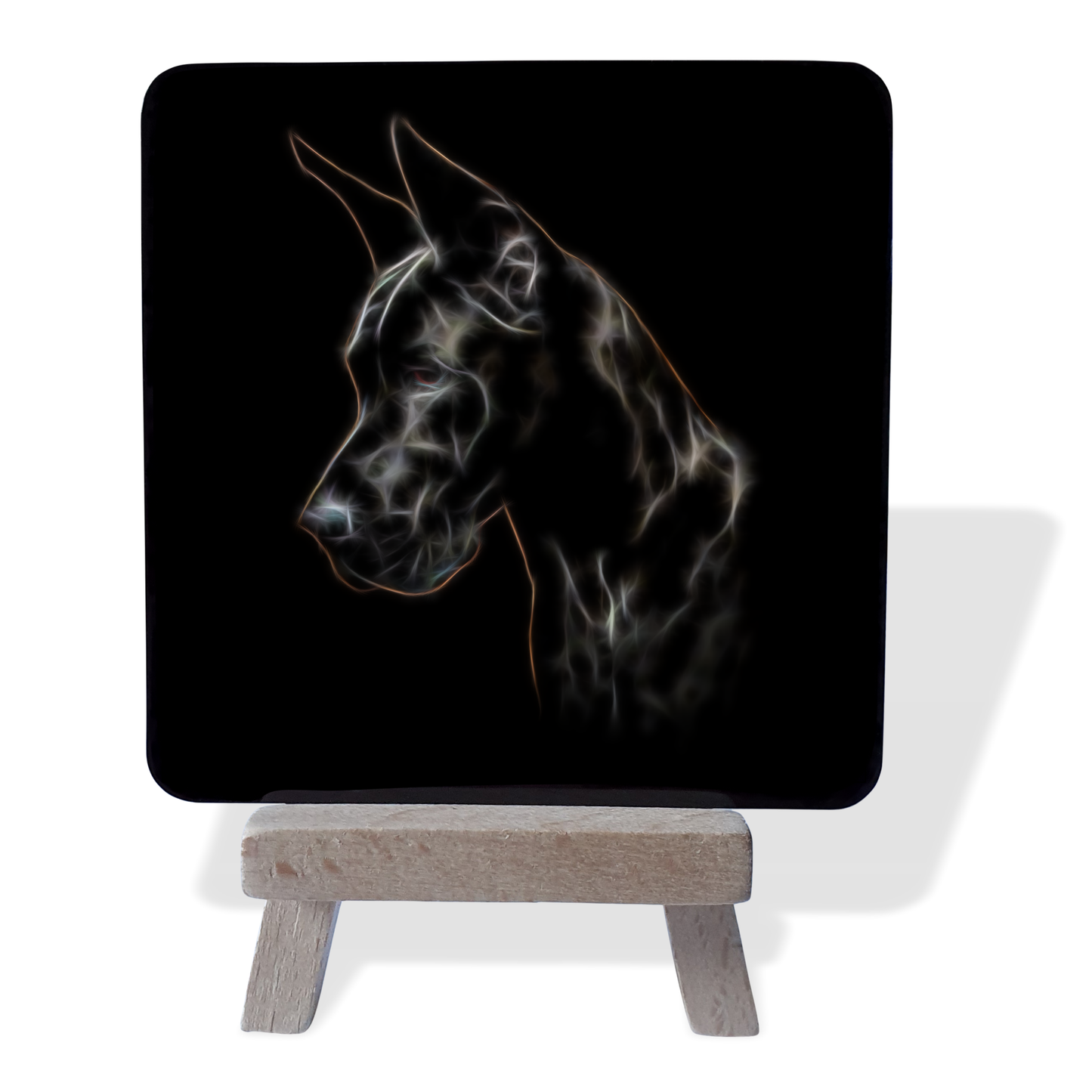 Great Dane #1 Metal Plaque and Mini Easel with Fractal Art Design