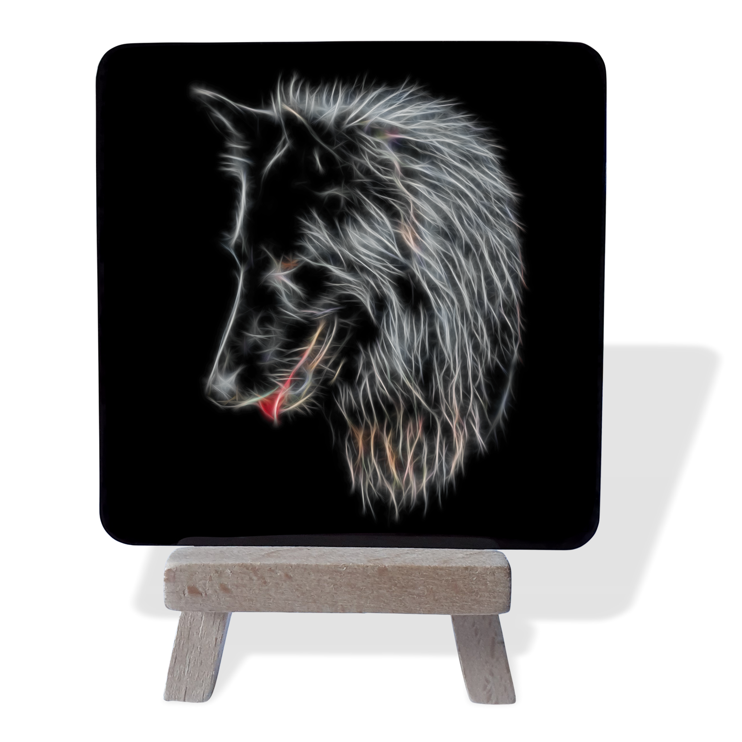 Belgian Shepherd - Groenendael #3 Metal Plaque and Mini Easel with Fractal Art Design