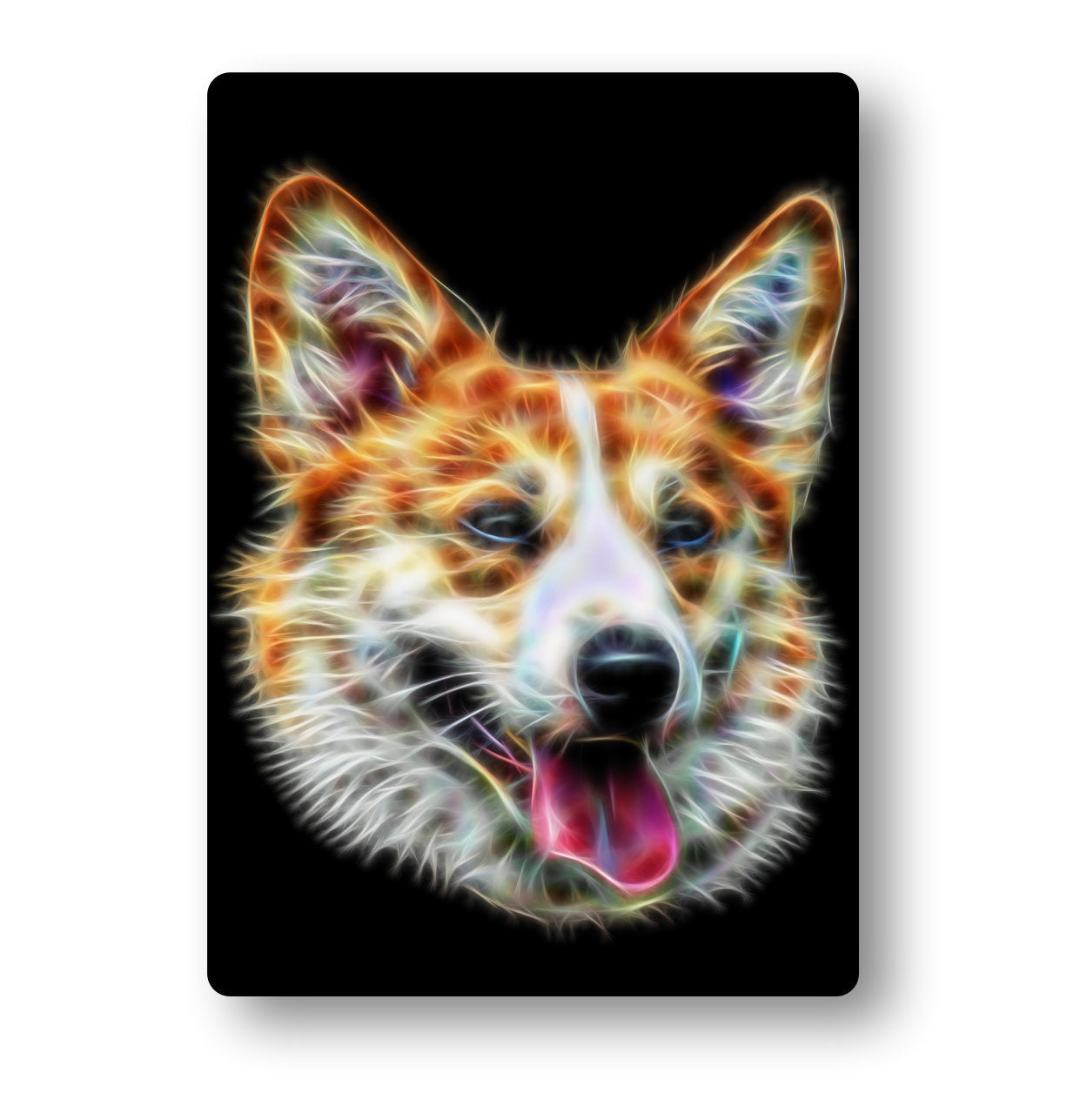 Corgi Aluminium Metal Wall Plaque with Stunning Fractal Art Design.
