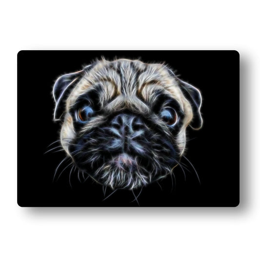 Pug Metal Wall Plaque with Stunning Fractal Art Design.