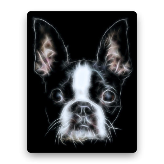 Boston Terrier Fractal Art Metal Wall Plaque with Stunning Fractal Art Design