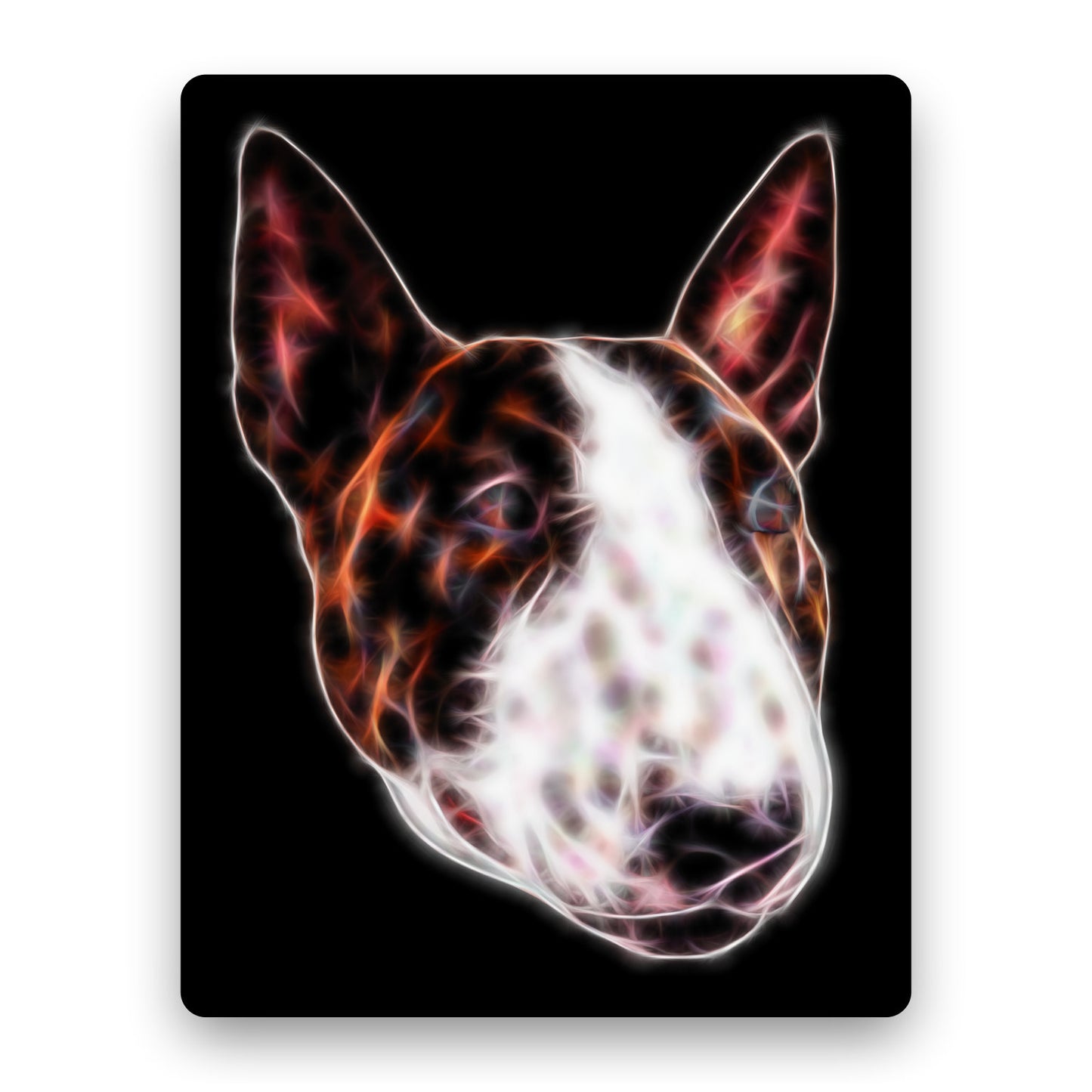English Bull Terrier Aluminium Metal Wall Plaque with Stunning Fractal Art Design.