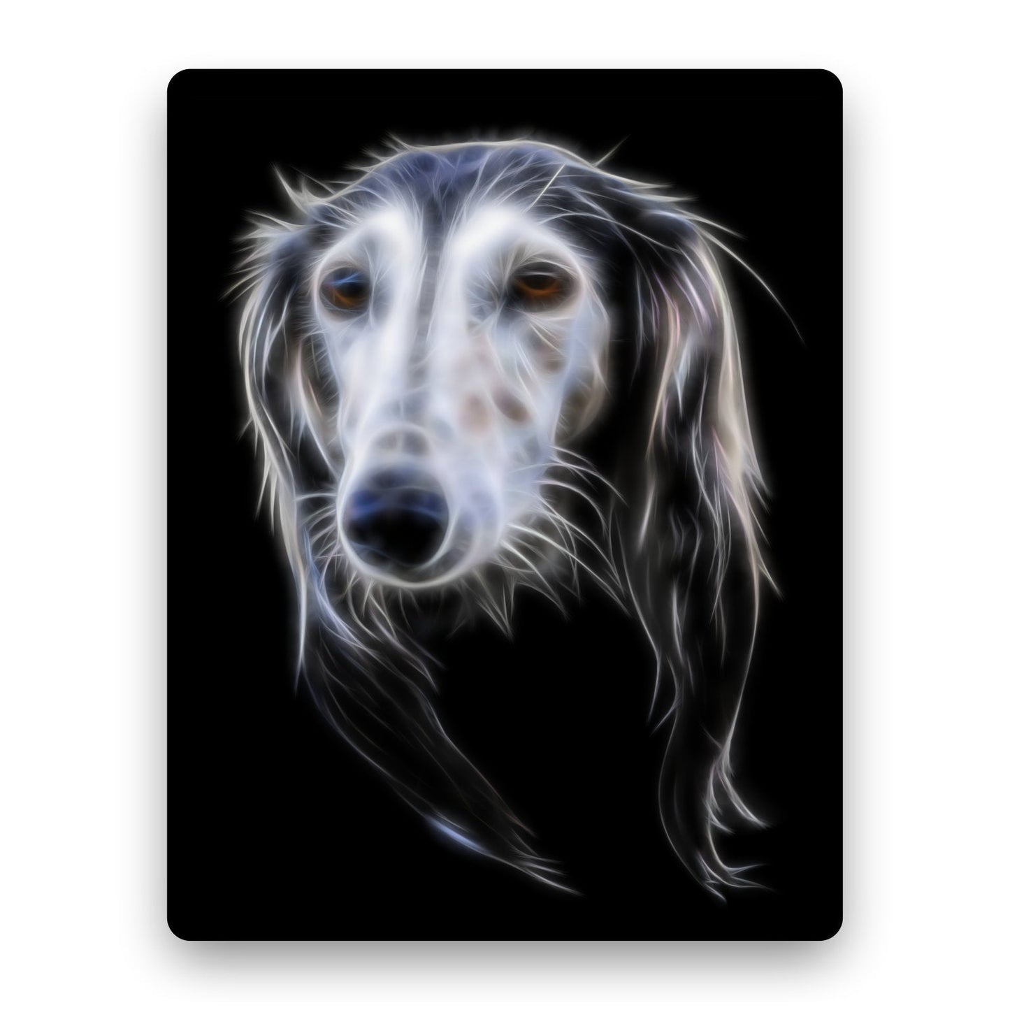 Saluki Aluminium Metal Wall Plaque with Stunning Fractal Art Design.