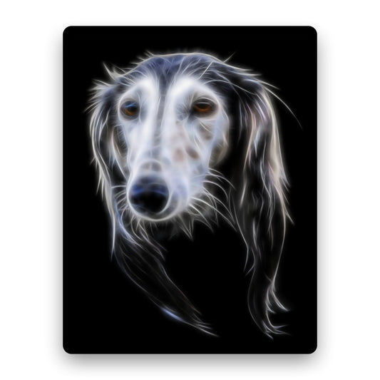 Saluki Aluminium Metal Wall Plaque with Stunning Fractal Art Design.