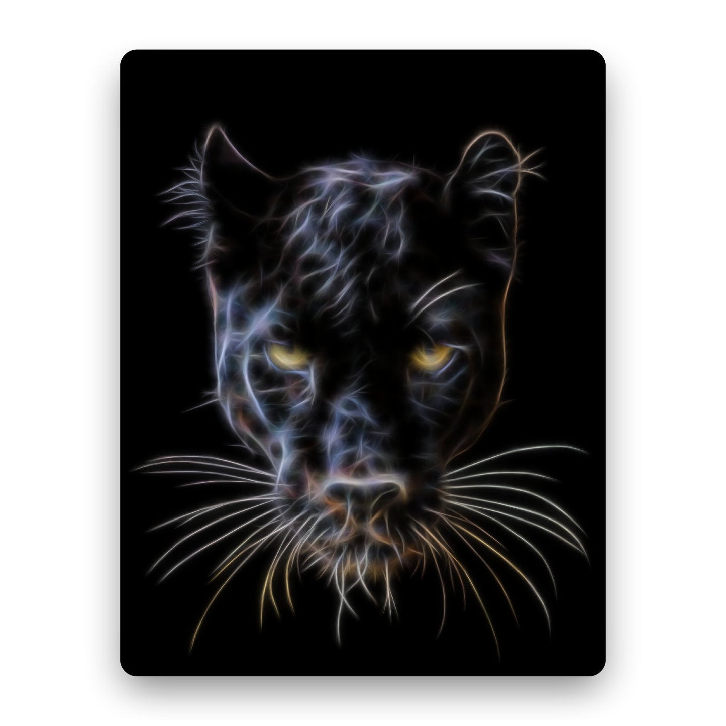 Black Panther Aluminium Metal Wall Plaque with Stunning Fractal Art Design.