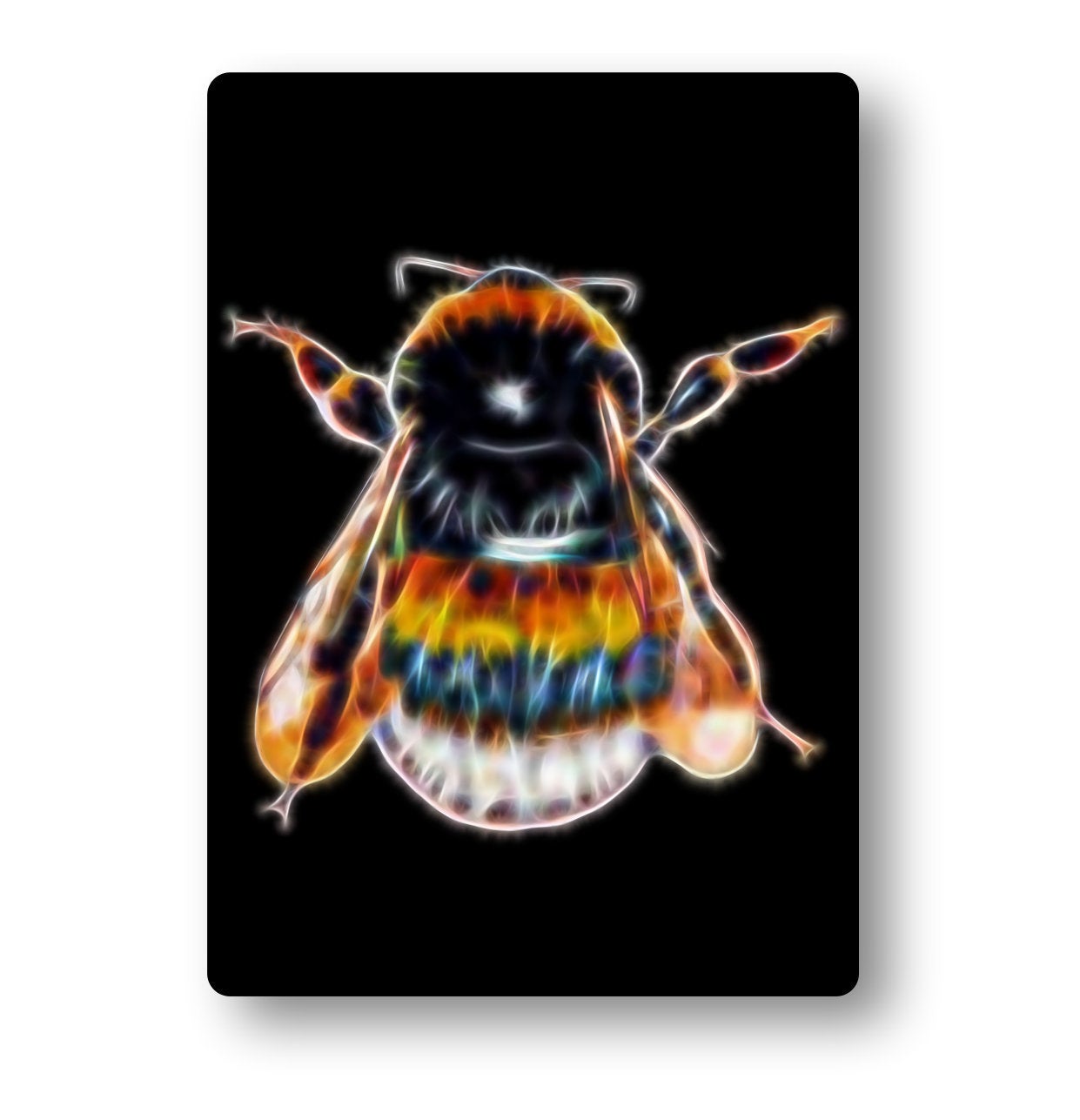 Bee Aluminium Metal Wall Plaque with Stunning Fractal Art Design.