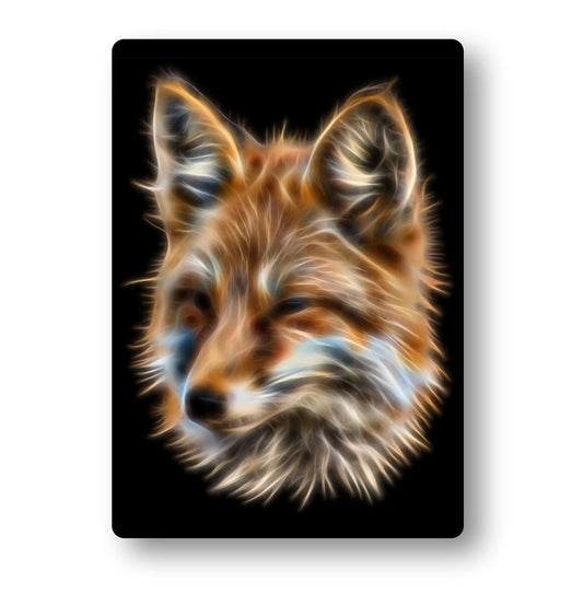 Fox Metal Wall Plaque with Stunning Fractal Art Design. Also available as Mouse Pad, Keychain or Coaster.