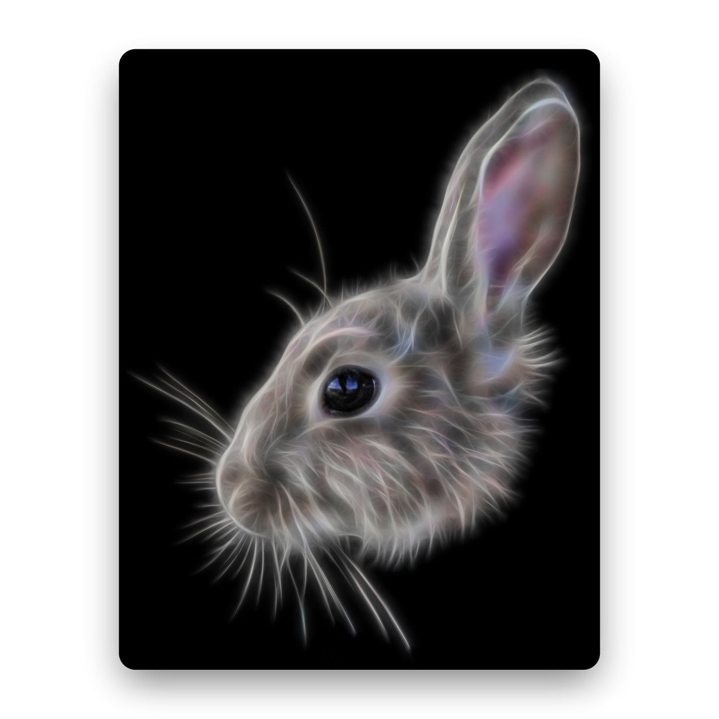Rabbit Aluminium Metal Wall Plaque with Stunning Fractal Art Design.