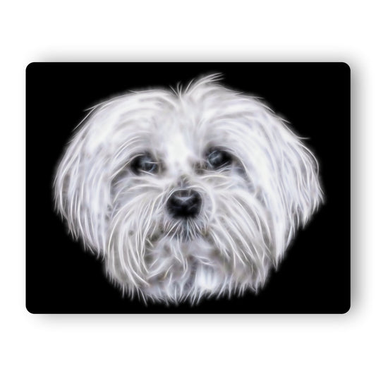 Maltese Dog Metal Wall Plaque with Stunning Fractal Art Design