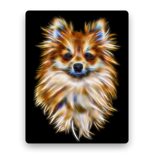 Pomeranian Aluminium Metal Wall Plaque with Stunning Fractal Art Design.