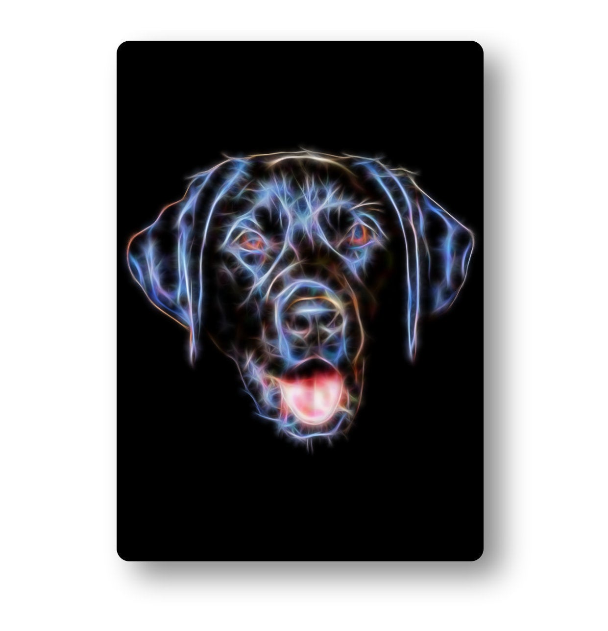 Black Labrador Aluminium Metal Wall Plaque with Stunning Fractal Art Design.