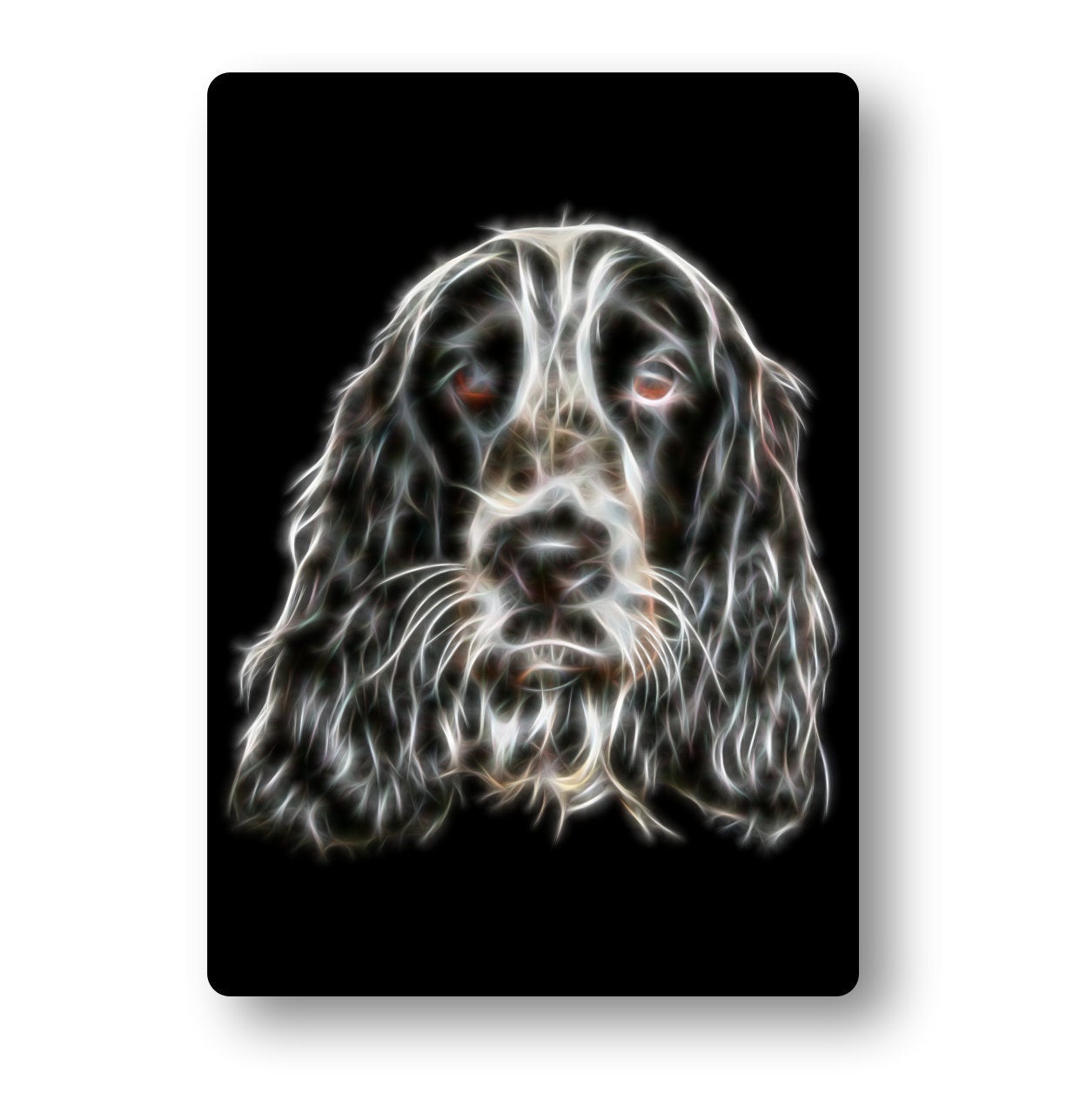Cocker Spaniel Aluminium Metal Wall Plaque with Stunning Fractal Art Design.