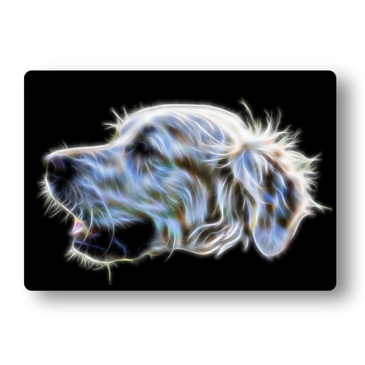 Golden Retriever Metal Wall Plaque with Stunning Fractal Art Design. Light Cream Golden Retriever