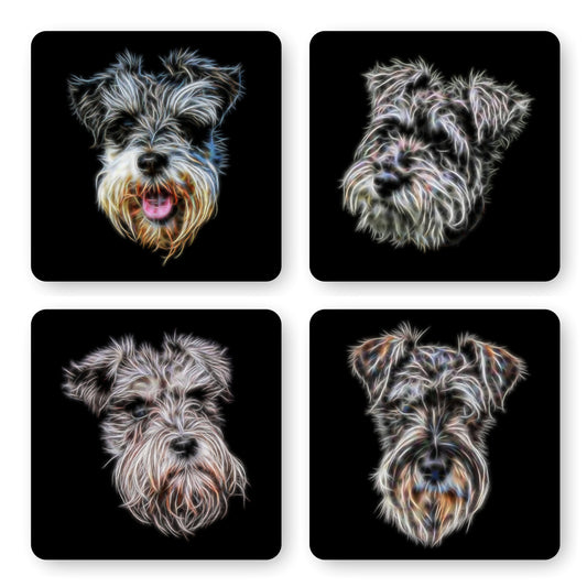 Schnauzer Coasters, Set of 4, with Stunning Fractal Art Design, Schnauzer Owner Gift
