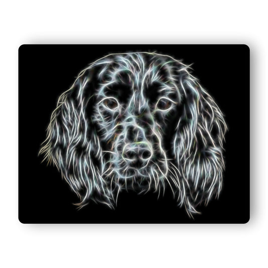 Black Sprocker Spaniel Aluminium Metal Wall Plaque with Fractal Art Design