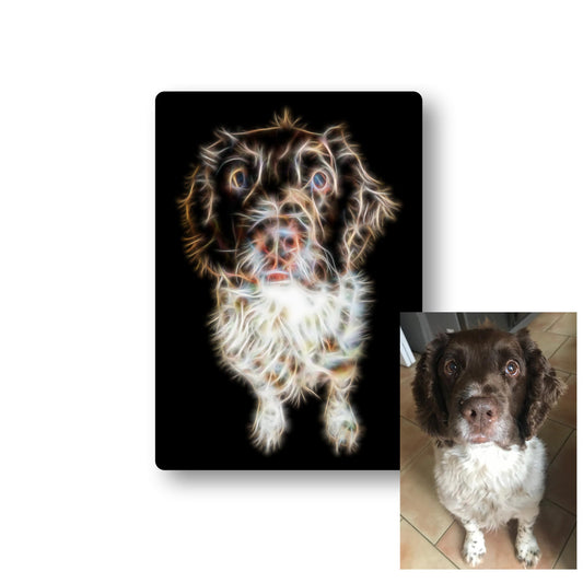 Custom Pet Portrait Dog Portrait Fractal Art Style Printed onto Aluminium Metal Wall Plaque