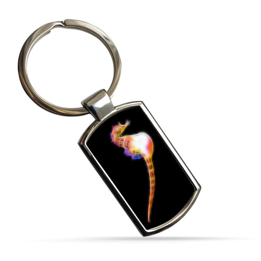 Seahorse Metal Rectangle Keyring.