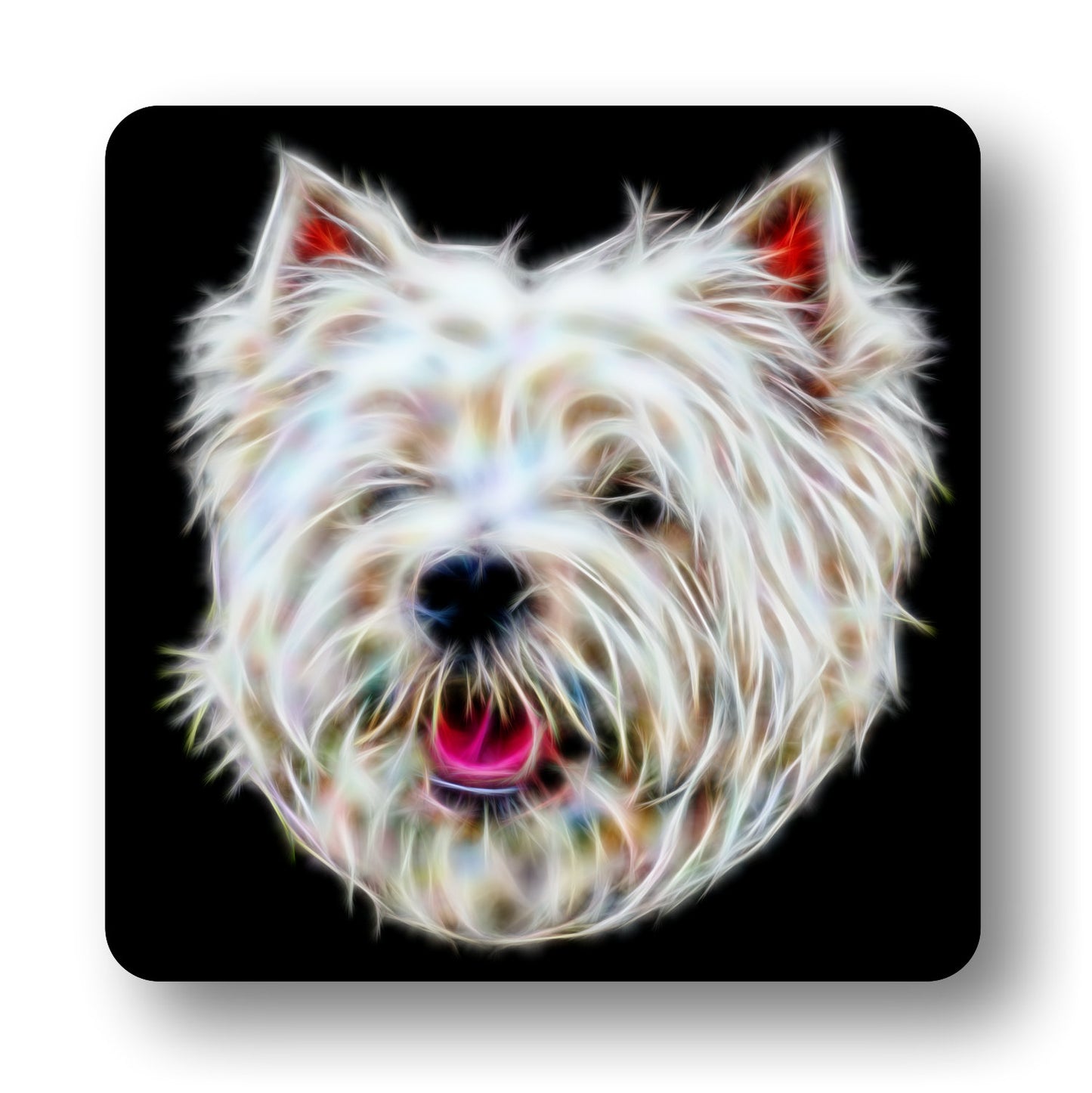 West Highland Terrier Metal Wall Plaque with Stunning Fractal Art Design. Also available as Mouse Pad, Keychain or Coaster.