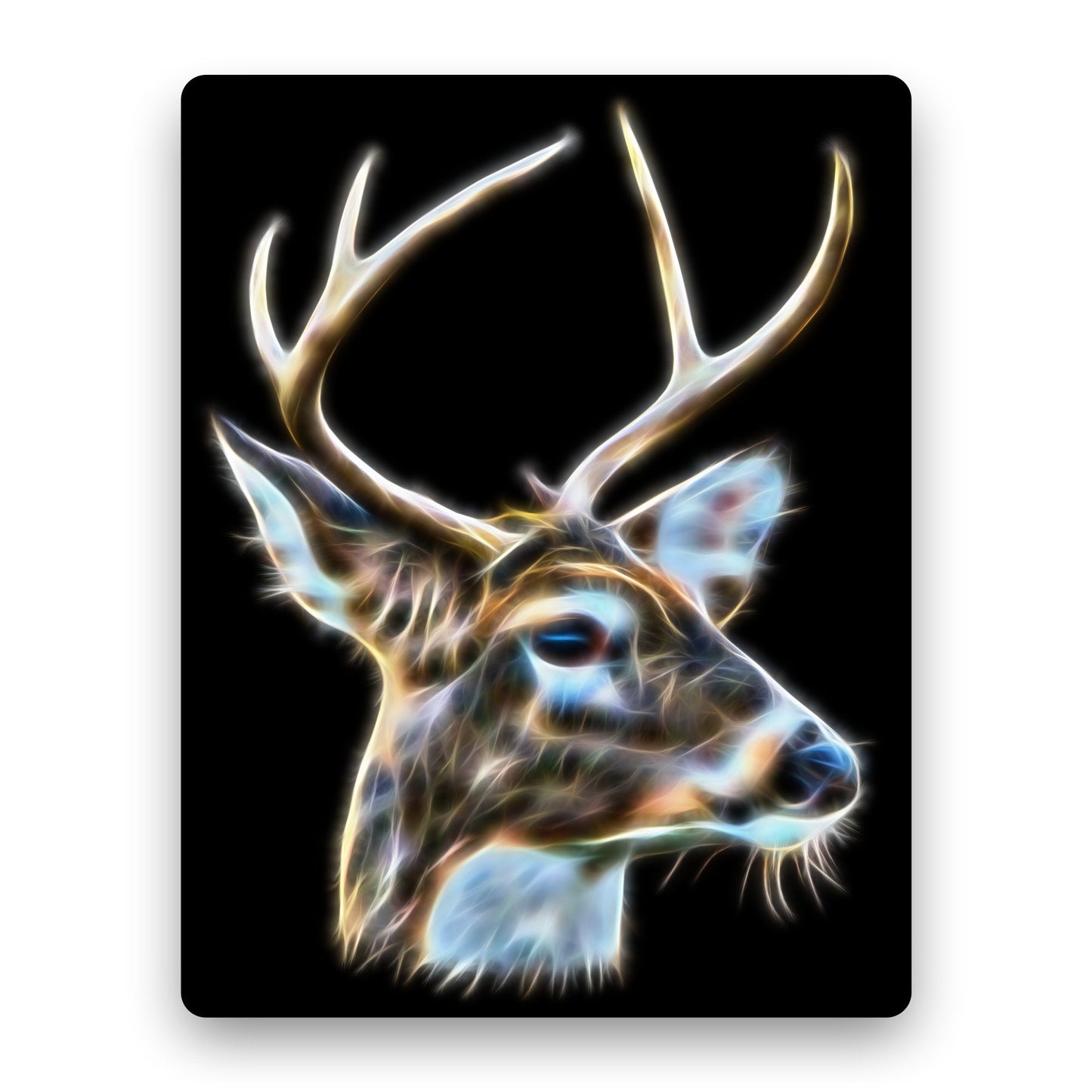 Buck Deer Metal Wall Plaque with Stunning Fractal Art Design.