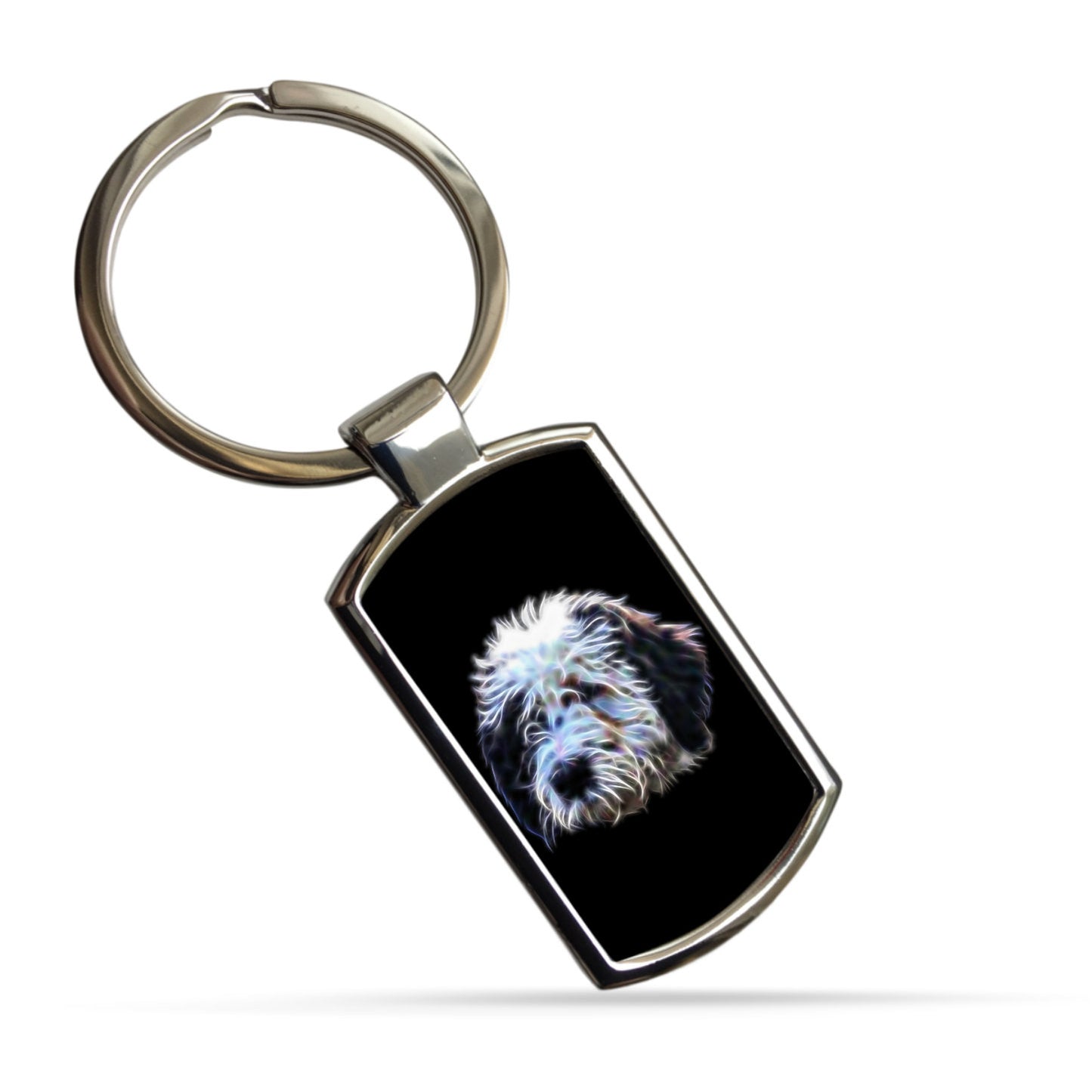 Sheepadoodle Metal Wall Plaque with Stunning Fractal Art Design. Also available as Mouse Pad, Keychain or Coaster.