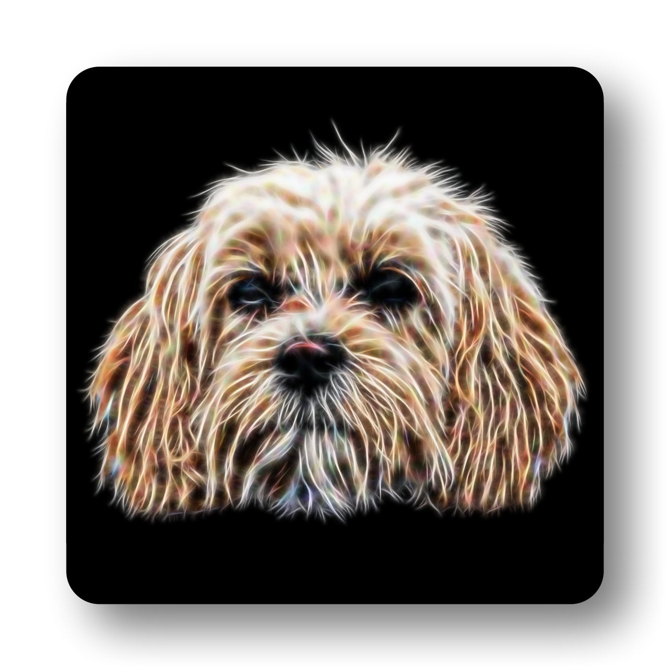 Cavachon Coasters, Set of 2, with Stunning Fractal Art Design.