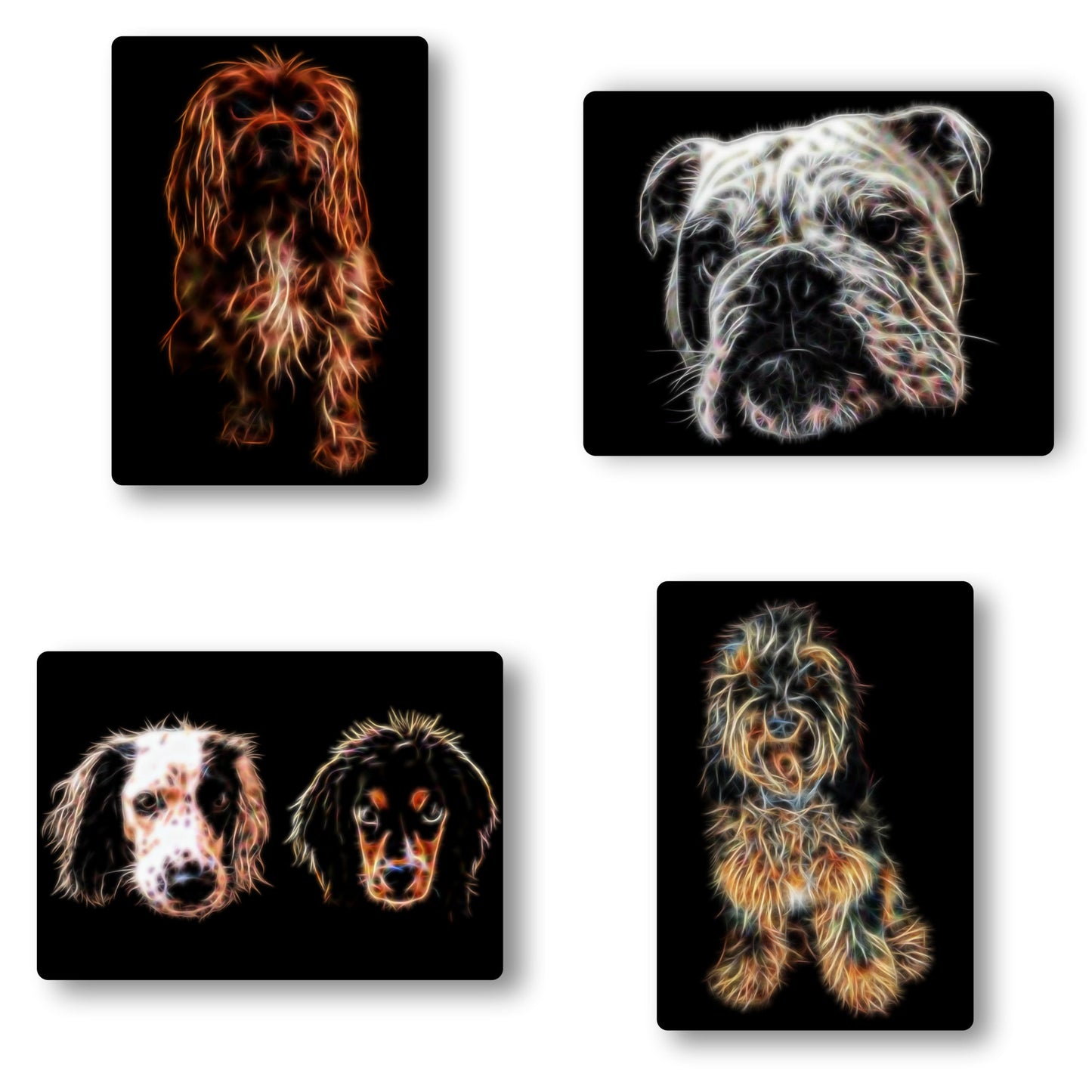 Custom Pet Portrait Dog Portrait Fractal Art Style Printed onto Aluminium Metal Wall Plaque