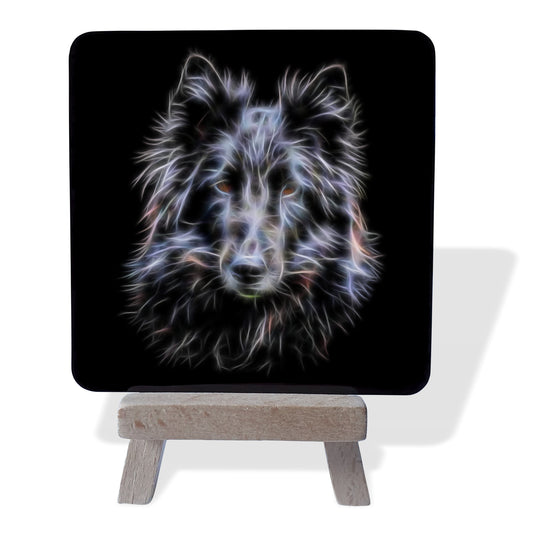 Belgian Shepherd / Sheepdog Metal Plaque and Mini Easel with Stunning Fractal Art Design.