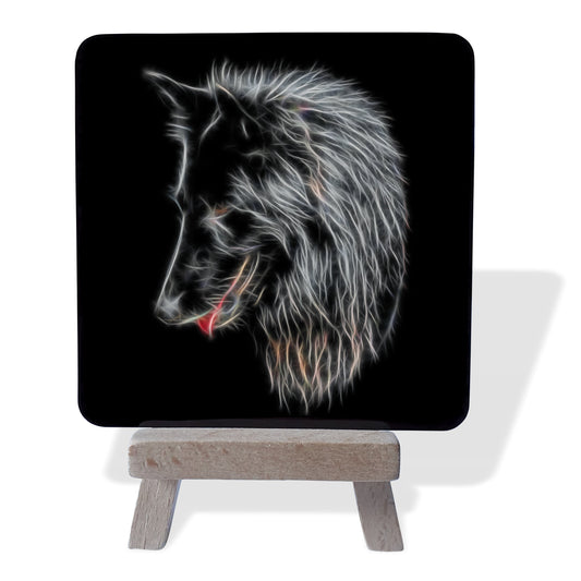 Belgian Shepherd / Sheepdog Metal Plaque and Mini Easel with Stunning Fractal Art Design.