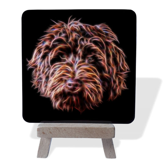 Doodle Dog Metal Plaque and Mini Easel with Stunning Fractal Art Design.