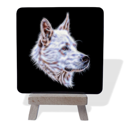German Shepherd Dog Metal Plaque and Mini Easel with Stunning Fractal Art Design.