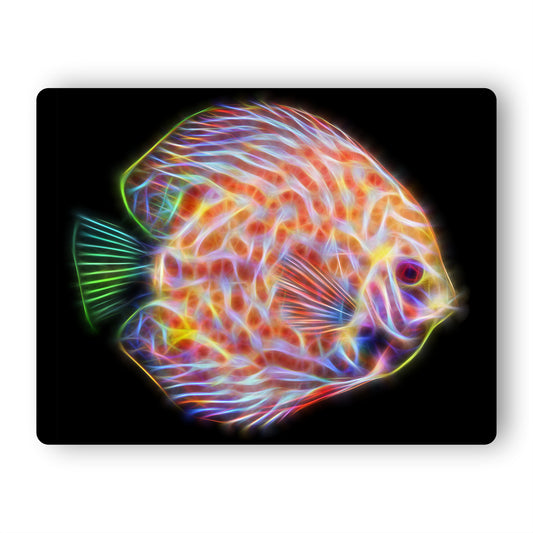 Discus Fish Metal Wall Plaque with Stunning Fractal Art Designs