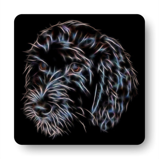 Black Cockapoo Coasters, Set of 2, with Stunning Fractal Art Design.