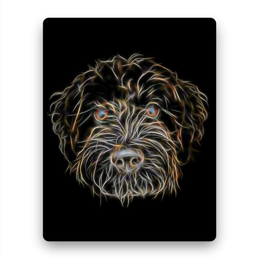 Black Labradoodle Metal Wall Plaque with Stunning Fractal Art Design