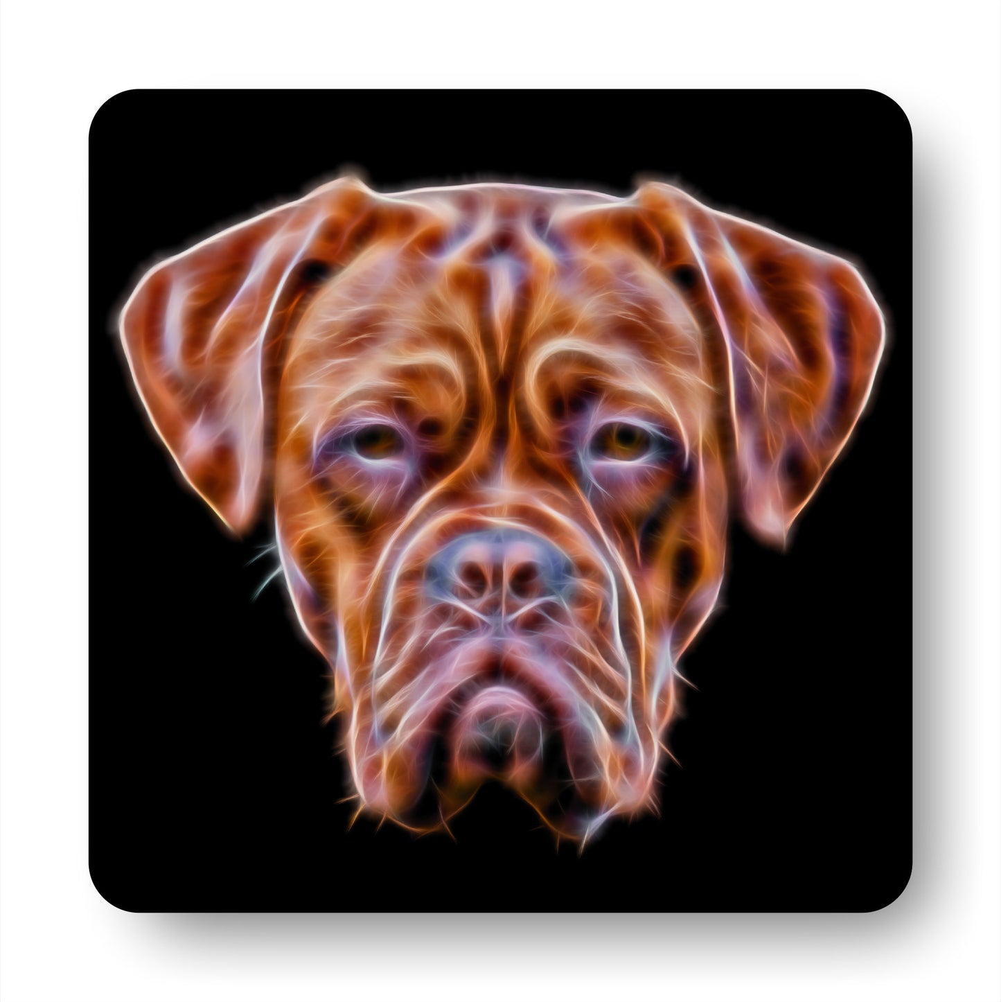 Dogue De Bordeaux Coasters, Set of 2, with Stunning Fractal Art Design.