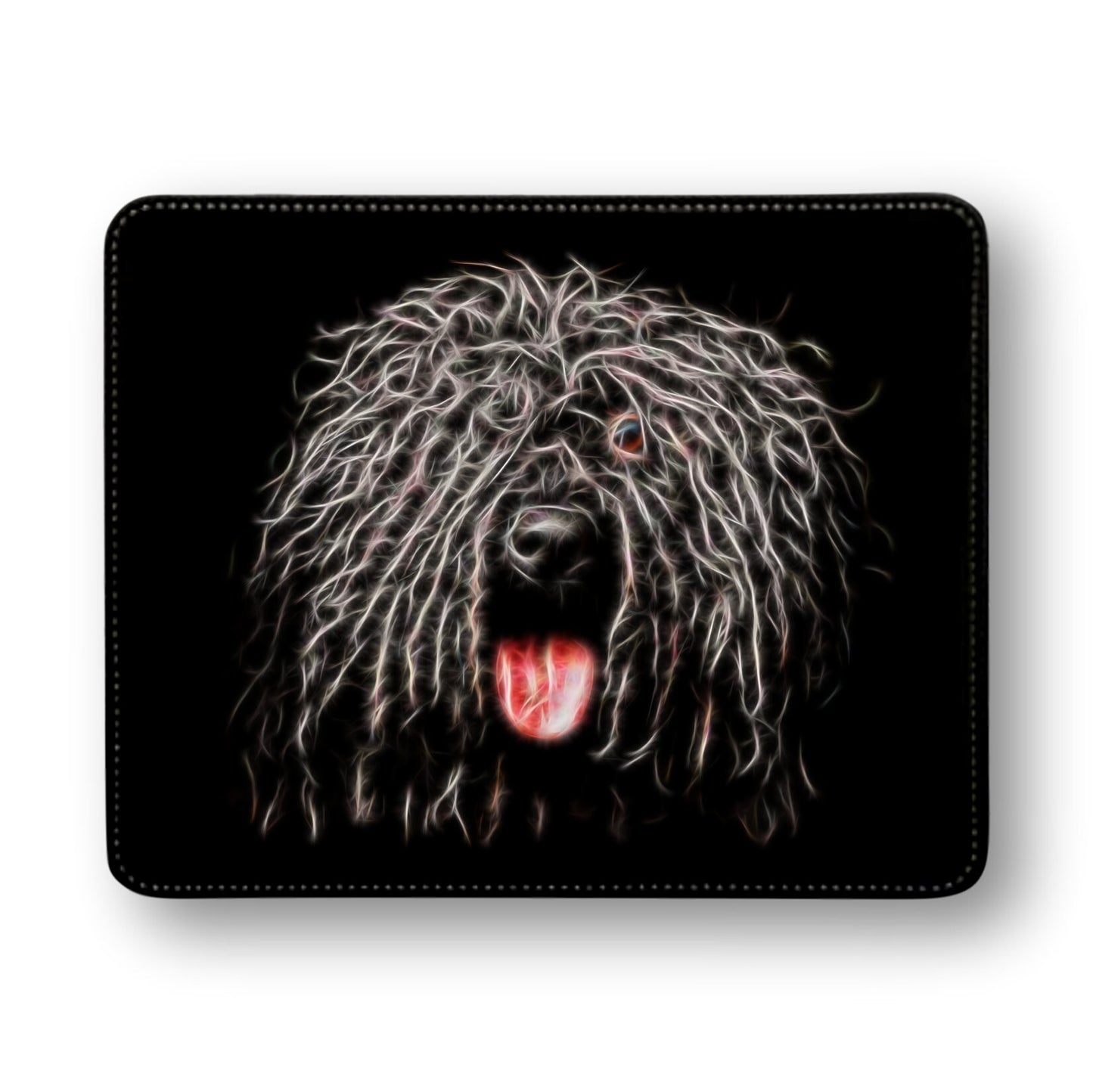Black Puli Fractal Art Aluminium Metal Wall Plaque. Also available as Mouse Pad, Keychain or Coaster.