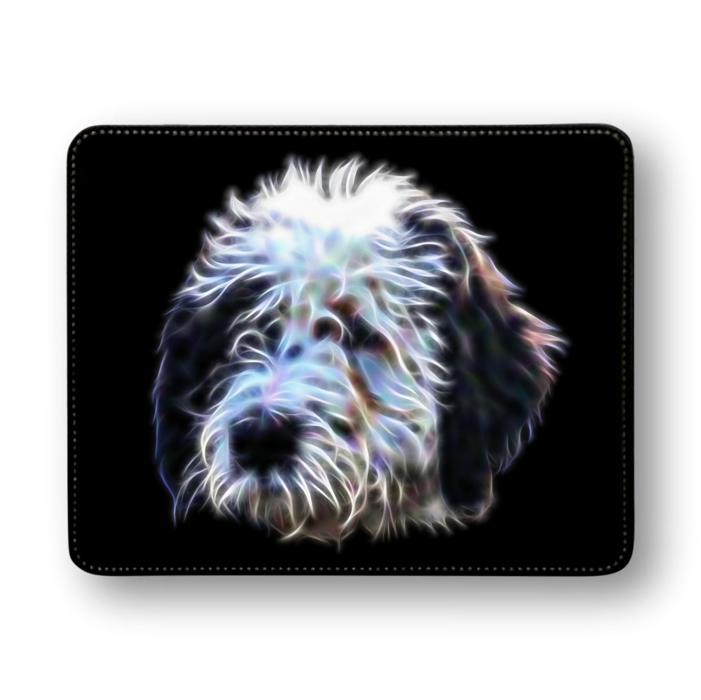 Sheepadoodle Metal Wall Plaque with Stunning Fractal Art Design. Also available as Mouse Pad, Keychain or Coaster.