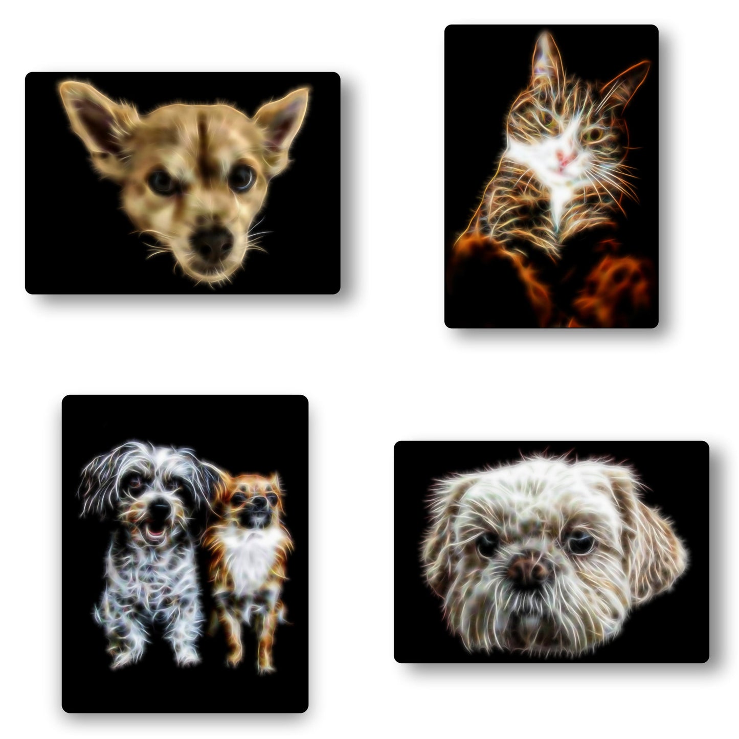 Custom Pet Portrait Dog Portrait Fractal Art Style Printed onto Aluminium Metal Wall Plaque
