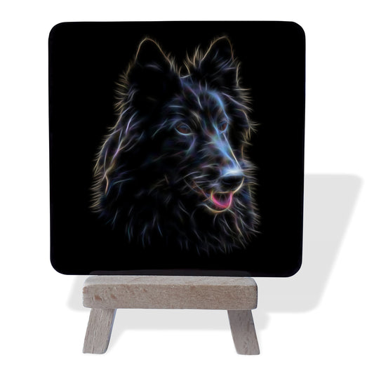 Belgian Shepherd / Sheepdog Metal Plaque and Mini Easel with Stunning Fractal Art Design.