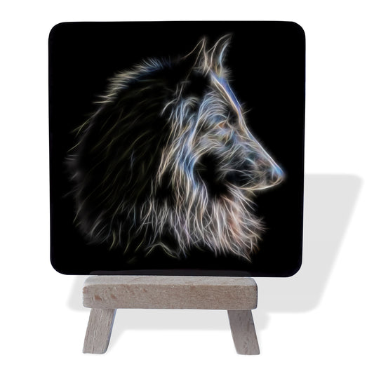 Belgian Shepherd / Sheepdog Metal Plaque and Mini Easel with Stunning Fractal Art Design.