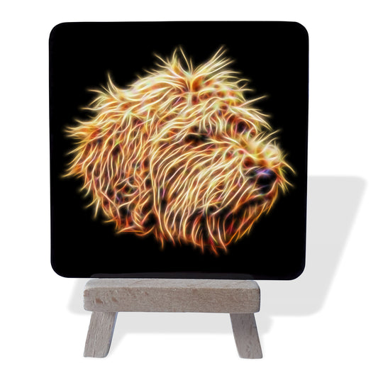 Doodle Dog Metal Plaque and Mini Easel with Stunning Fractal Art Design.